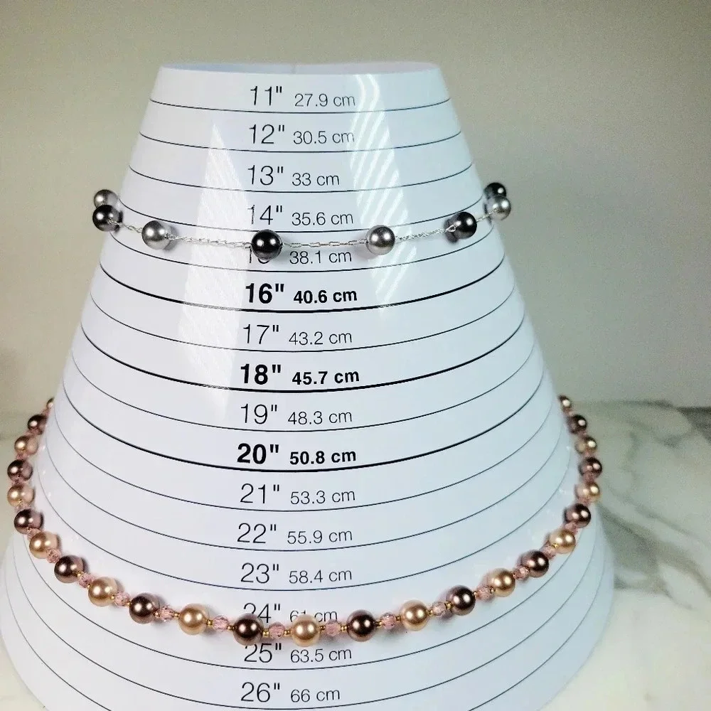 Roman Beaded Necklace Set Of 2  Signed Floating Faux Pearl Gray Peach Pi…